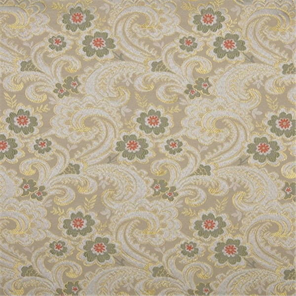 Designer Fabrics 54 in. Wide Gold- White- Red And Green- Paisley Floral Brocade Upholstery Fabric E391 - main
